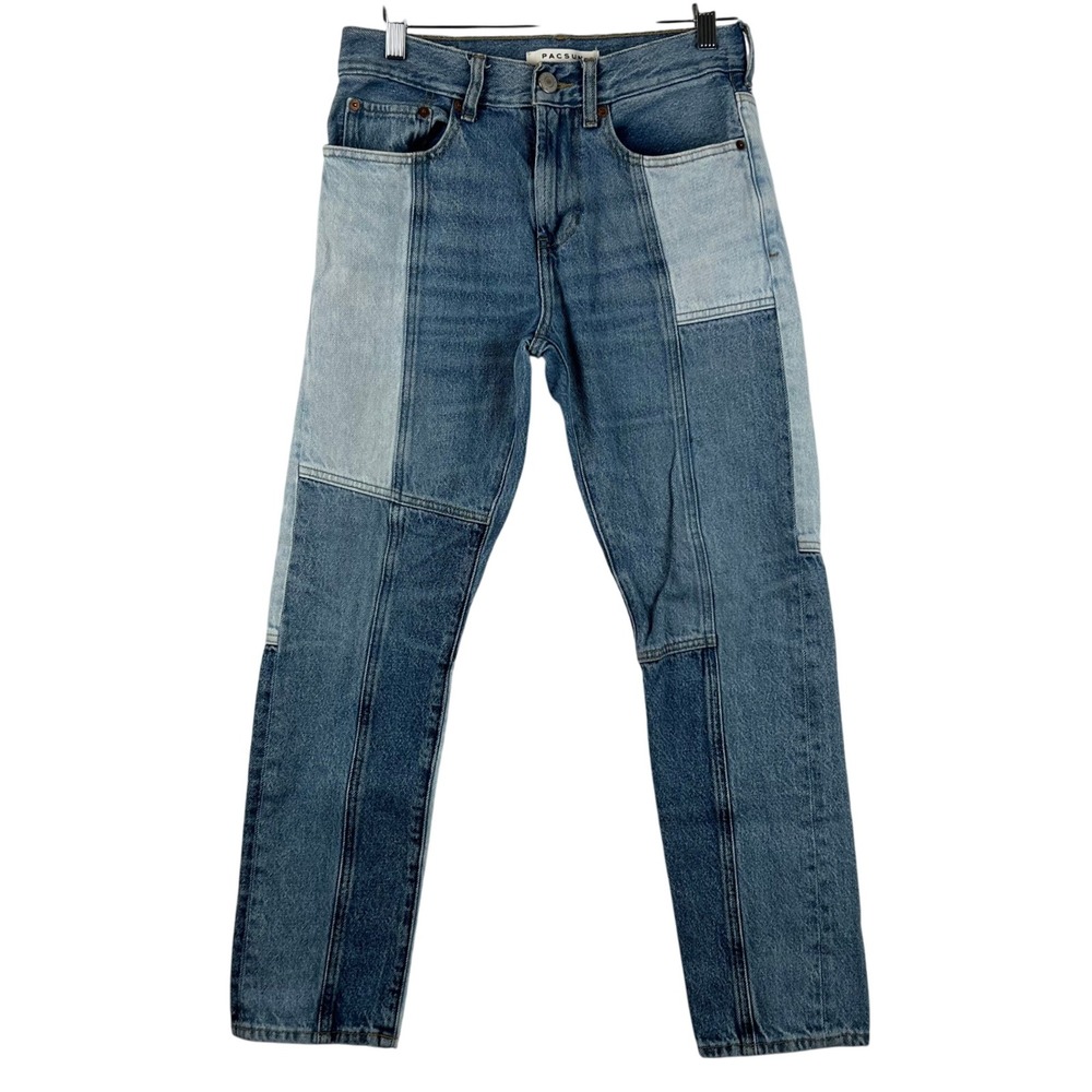 Pacsun Slim Taper Mens Jeans 28x30 RUN‎ SMALL Colorblock Denim 90s Patchwork